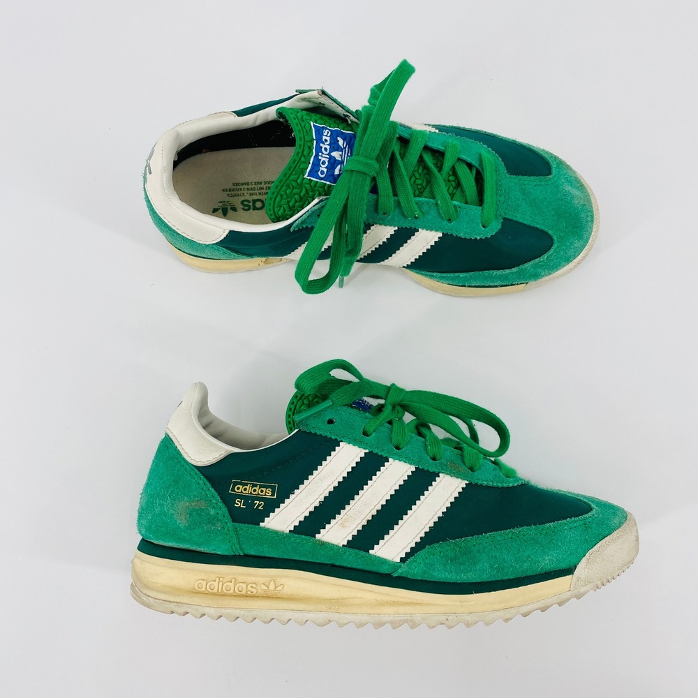 Adidas SL 72 Sneakers kids 4.5 Green Retro Suede Nylon Low Top